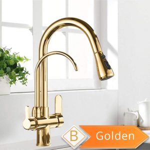 Mutfak Evye Bataryası Dual Flow Su Arıtma Çıkışlı Yeni Tasarım Gold+fiskiyeli+5 Yıl Garanti