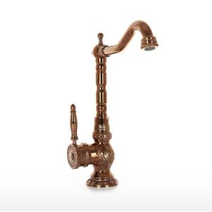 Bakır Batarya Bronz Mutfak Bataryası Vintage Tasarım İşlemeli Bakır Musluk