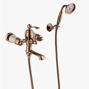 Bakır Duş Seti Rose Bronz Vintage Duş Sistemi Porsalenli İşlemeli Premi