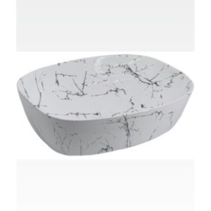 Beyaz Çanak Lavabo Mermer Desen Banyo Lavabo 48*37 Ölçü Seramik Lavabo