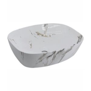 Beyaz Çanak Lavabo Mermer Desenli Seramik Lavabo 48*37 Ölçü Çanak