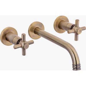 Antik Gold Ankastre Lavabo Bataryası Duvardan Armatür Vintage Tasarım