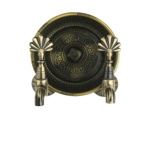 Kurna Musluğu Antik Gold Kurna Bataryası Komple Set Hamam Tası Dahil Üçlü Mat Antik Gold