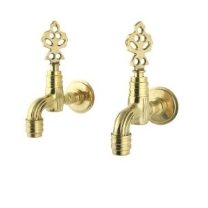 Kurna Musluğu Gold Hamam Bataryası Hortum Bağlama Aparatlı İkili Komple Set Altın