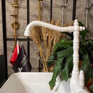 Mat Beyaz Zen Design Rustik Mutfak Eviye Bataryası Beyaz Mutfak Musluğu Beyaz Rustik Batarya