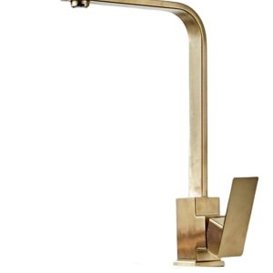 Mat Gold Mutfak Bataryası Fırçalanmış Gold Evye Musluğu Kare Armatür