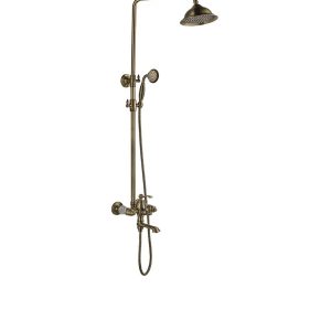 Antik Gold Duş Seti Mat Gold Duş Başlığı Batarya Dahil Set İşlemeli Vintage Batarya