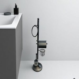 Siyah Tuvalet Kağıtlığı Siyah Klozet Fırçası Siyah Havluluk Komple Banyo Seti Pirinç Materyal