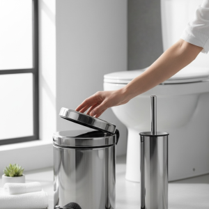 Banyo Çöp Kovası ve Fırçası Seti Paslanmaz Çelik Pedallı Kova ve Klozet Fırçası