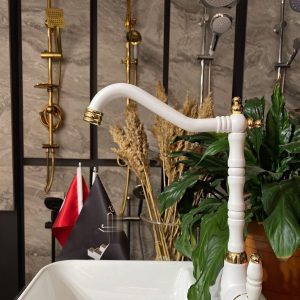 Gold Beyaz Zen Design Mutfak Bataryası Rustik Evye Bataryası