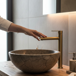 Antik Gold Çanak Lavabo Armatürü Slim Tasarım Eskitme Gold Koyu Çanak Lavabo Bataryası