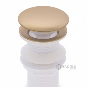Lavabo Sifonu Mat Altın Bas Bırak Sistem Lavabo Ortası Gider Sifonu Mat Gold