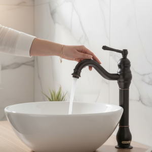 Siyah Retro Çanak Lavabo Bataryası Vintage Model Çanak Lavabo Uyumlu Siyah Batarya