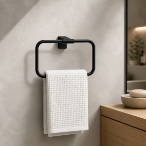 Mat Siyah Banyo Havluluk Kare Tasarım Paslanmaz Çelik Havluluk