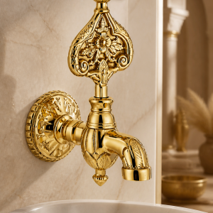 Gold Kurna Musluğu Retro Özel Tasarım Rustik Hamam Kurna Musluğu