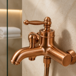 Mat Bakır Rustik Banyo Bataryası Retro Duş Armatürü Pirinç Paslanmaz Mat Bronz Batarya