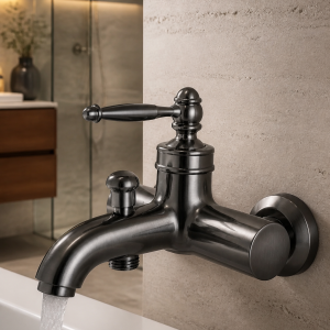 Antrasit Gri Rustik Banyo Bataryası Retro Duş Armatürü Pirinç Paslanmaz Mat Antrasit Batarya