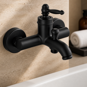 Mat Siyah Rustik Banyo Bataryası Retro Duş Armatürü Pirinç Paslanmaz Siyah Batarya