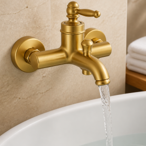 Mat Gold Rustik Banyo Bataryası Retro Duş Armatürü Pirinç Paslanmaz Mat Gold Batarya