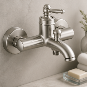 Mat Krom Rustik Banyo Bataryası Retro Duş Armatürü Pirinç Paslanmaz Mat Gümüş İnox Batarya