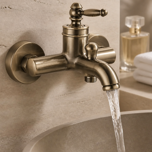 Antik Gold Rustik Banyo Bataryası Retro Duş Armatürü Pirinç Paslanmaz Eskitme Gold Batarya