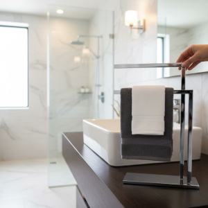 Set Üstü Banyo Havluluk Komple Pirinç Ağır Malzeme Gümüş Renk Havluluk Aksesuarlık