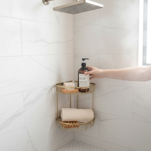 Banyo Şampuanlık Mat Gold İkili Şampuan Rafı Pirinç Malzeme Paslanmaz Mat Altın