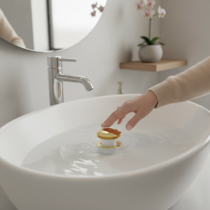 Gold Banyo Lavabo Gideri Bas Bırak Sistem Lavabo İçi Gider Paslanmaz Materyal Çift Kademeli