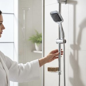 Duş Sistemi Kare Modern Tasarım Gümüş Renk Sürgülü Banyo Duş Seti Duş Başlığı