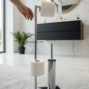 Banyo Tuvalet Kağıtlık Klozet Fırçalık Seti Ayaklı Set Yedek Tuvalet Kağıtlık Aparatlı Pirinç Ürün