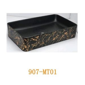 Zip Siyah Kahverengi Kare Desenli Çanak Lavabo 40X30X13