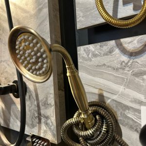 Antik Gold Duş Sistemi Vintage Duş Seti Askı Aparatı Dahil Duş Seti Pirinç