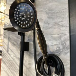 Siyah Vintage Duş Sistemi Klasik Pirinç Askı Aparatlı Duş Seti